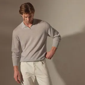 Lightweight Fine Gauge Cashmere Polo - Stone