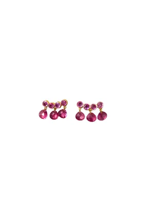 Marie Helene de Taillac Pink Tourmaline and Sapphire Briolette Pendeloque Earrings