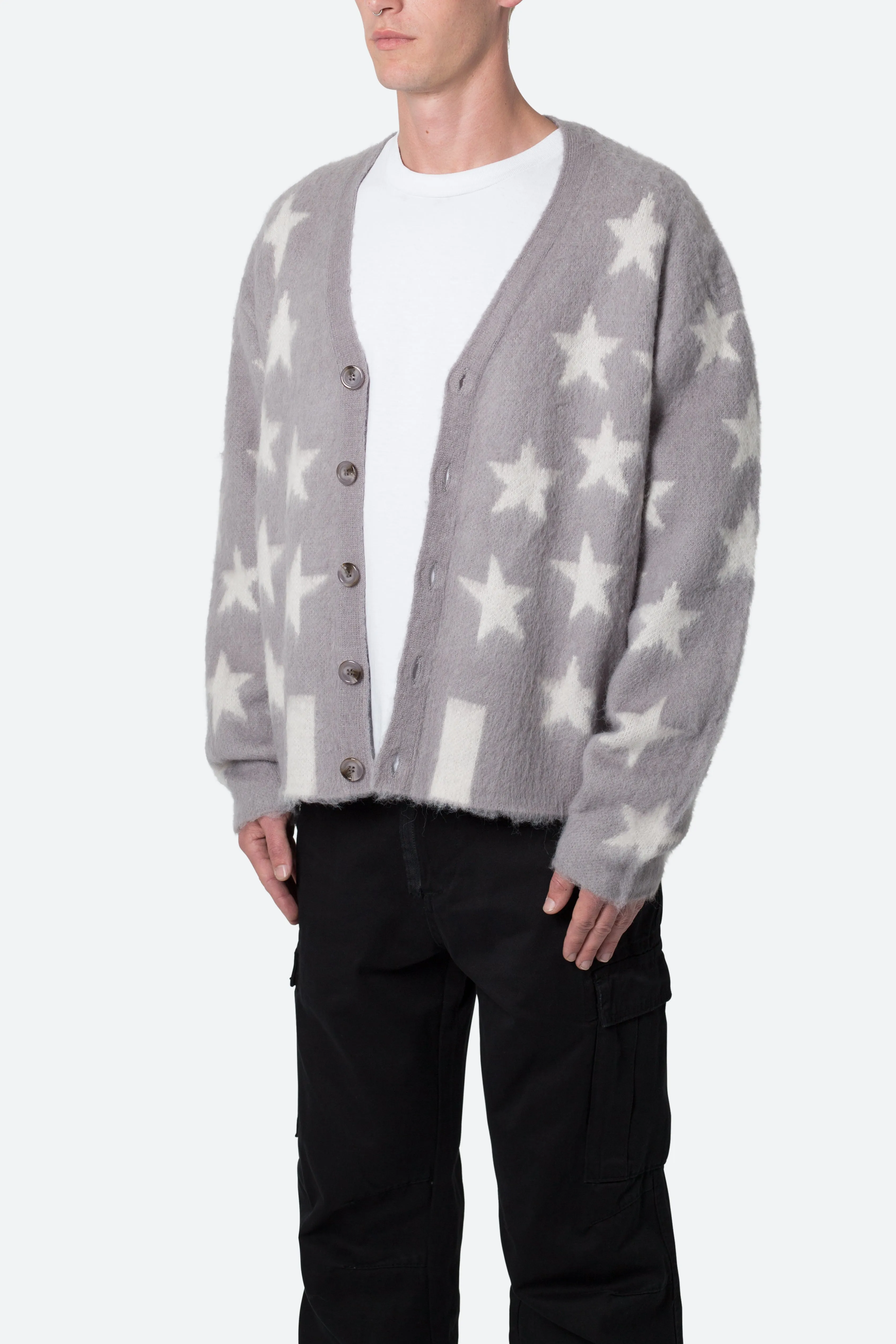 Mohair Cardigan Sweater - Grey