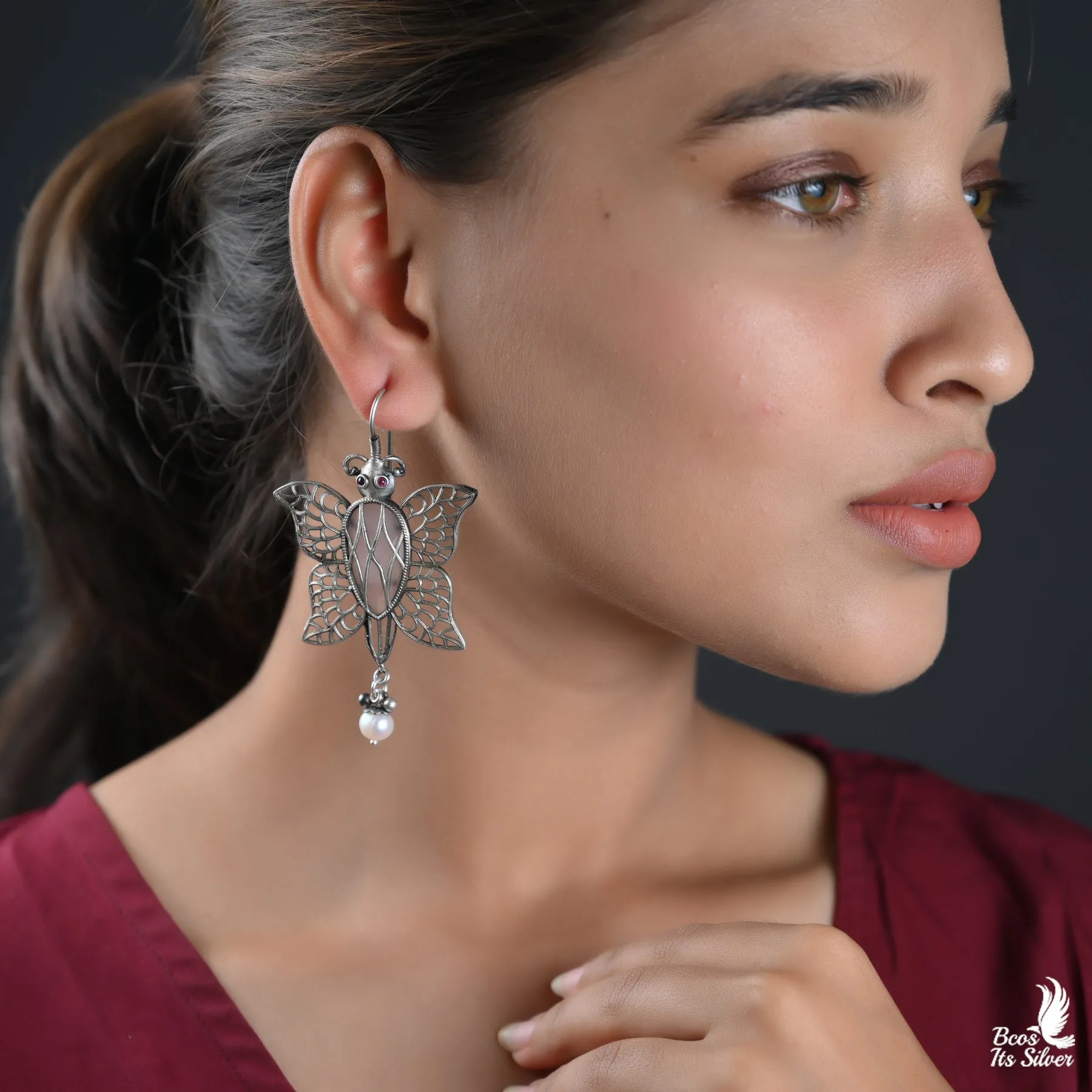 Oxidized Butterfly Earring - 2742