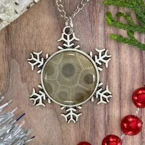 Petoskey Stone Snowflake Pendant Necklace