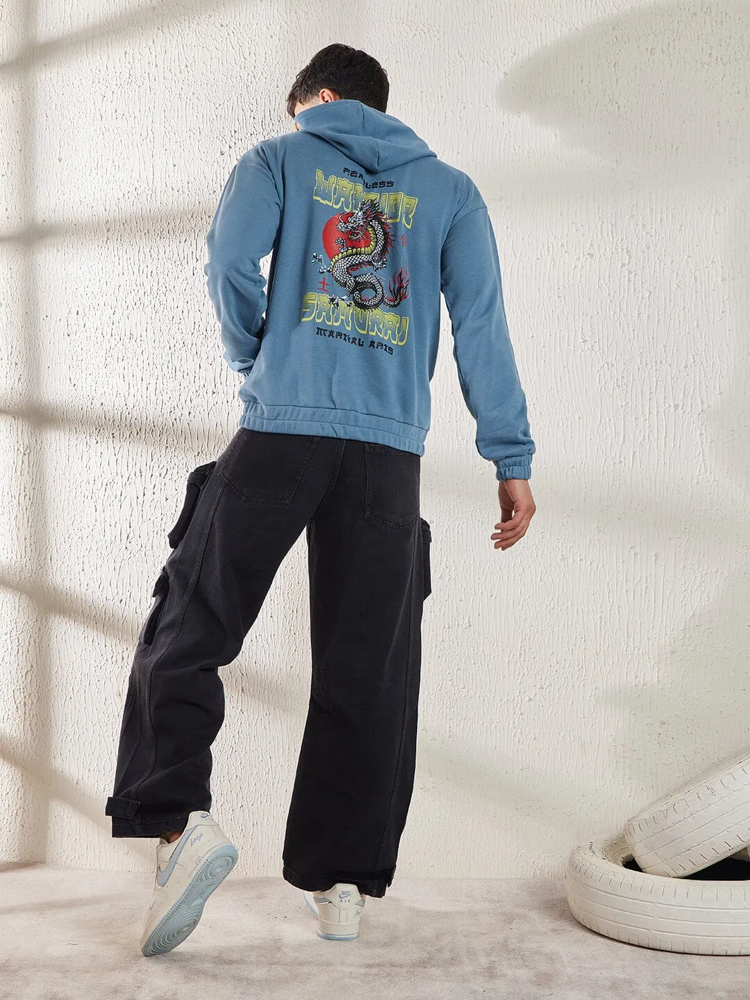 Petrol Blue Dragon Oversized Sweatshirt