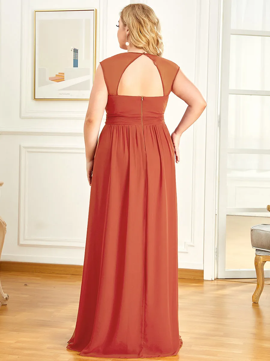 Plus Size Sleeveless Floor Length V Neck Wholesale Bridesmaid dresses