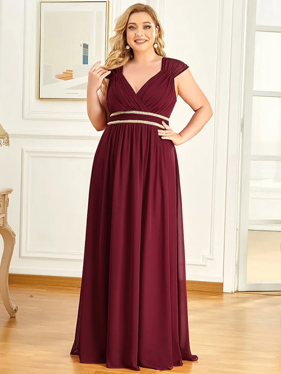 Plus Size Sleeveless Floor Length V Neck Wholesale Bridesmaid dresses