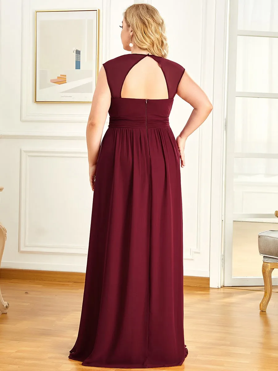 Plus Size Sleeveless Floor Length V Neck Wholesale Bridesmaid dresses