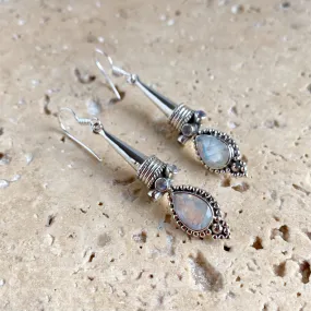 Rainbow Moonstone Earrings - Nepali