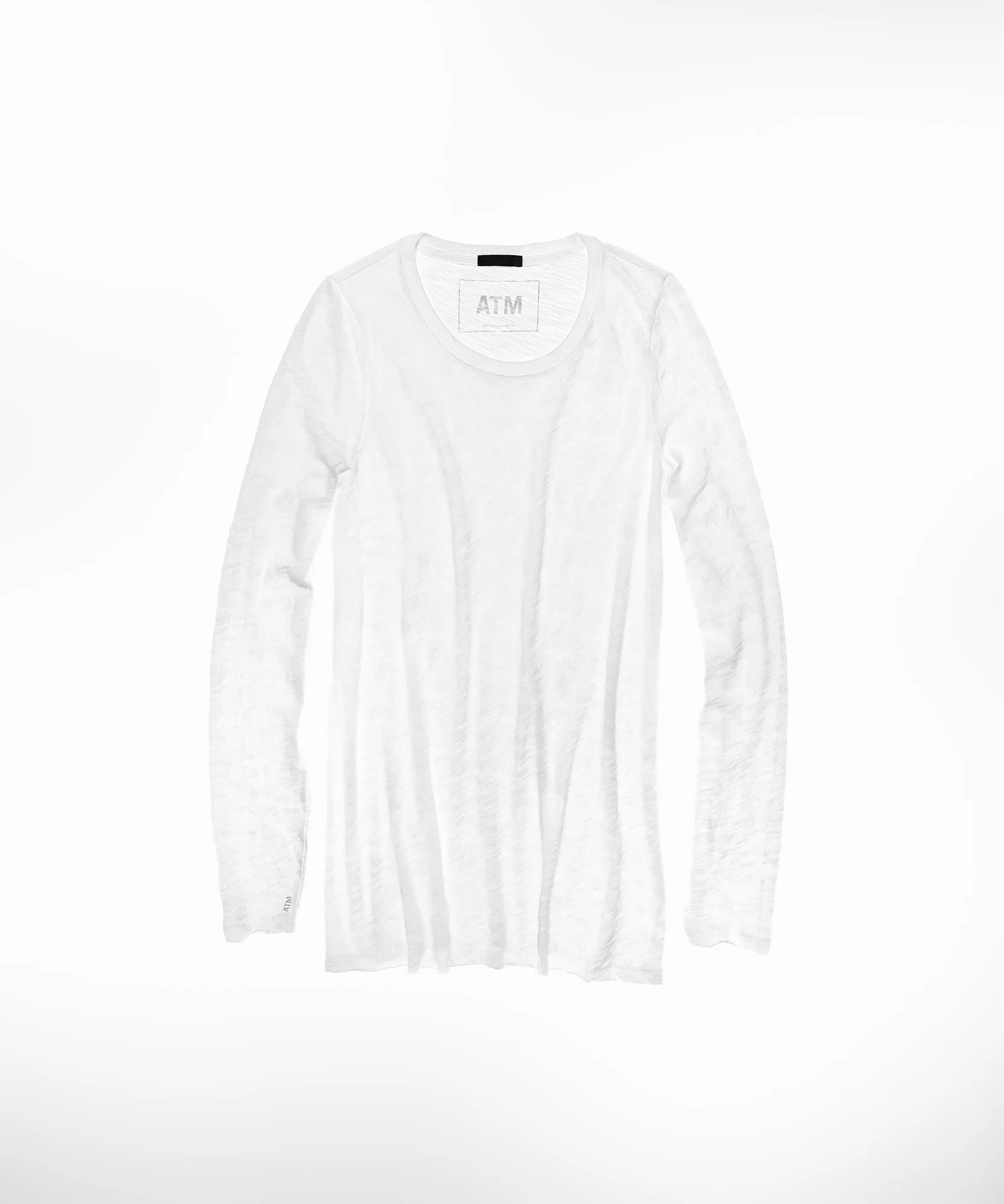 Slub Jersey Long Sleeve Destroyed Wash Tee - White