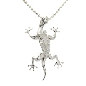 Sterling Silver Gecko and 3 Plumeria with CZ Pendant (Chain Sold Separately)