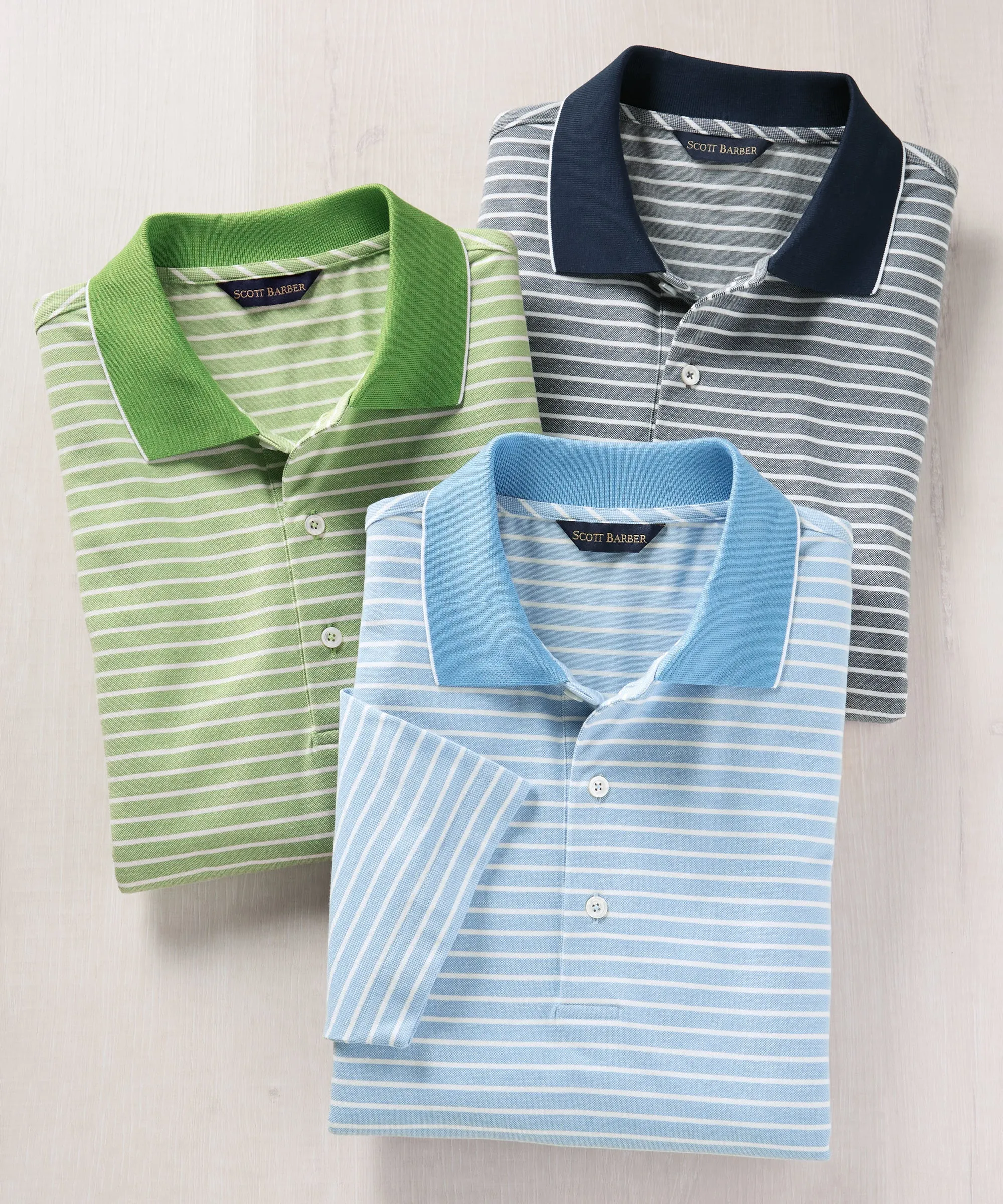 Stretch Cotton Stripe Polo Shirt