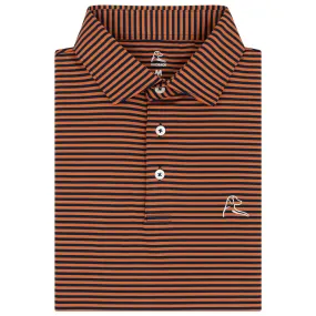 The Birdie Stripe | Performance Polo | The Birdie Stripe - Rust Orange/Fleet Navy