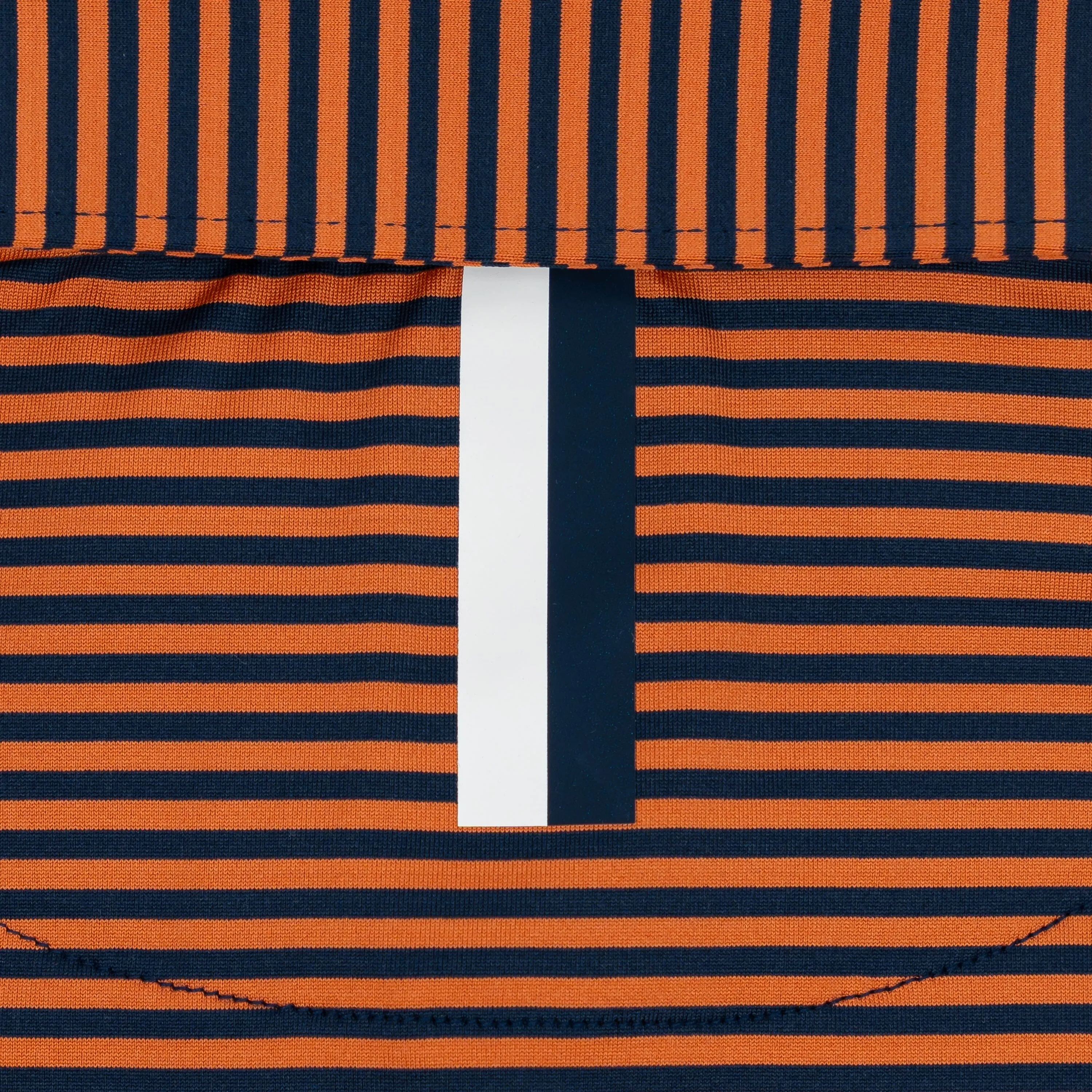 The Birdie Stripe | Performance Polo | The Birdie Stripe - Rust Orange/Fleet Navy