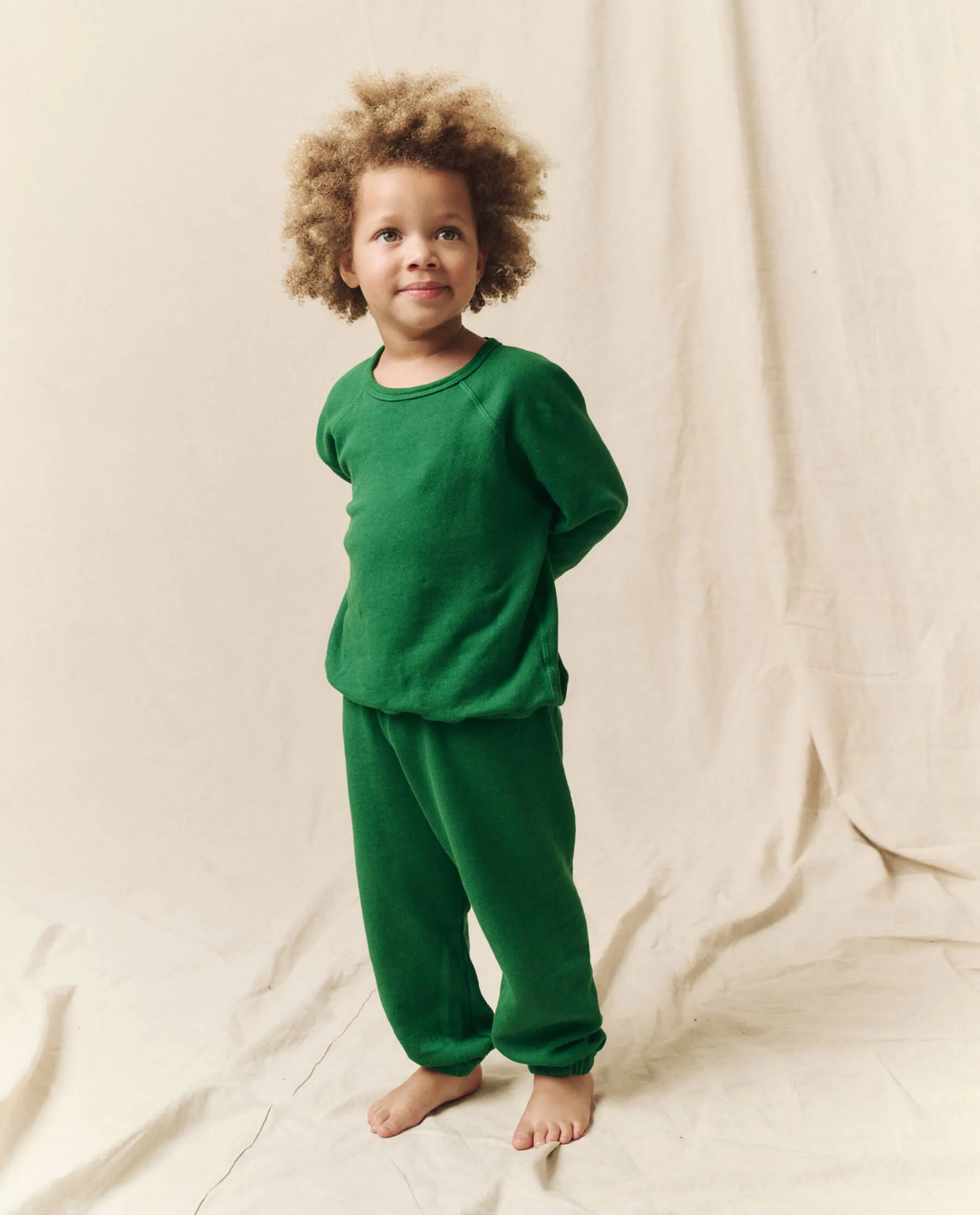 The Little Stadium Sweatpant. Solid -- Holly Leaf