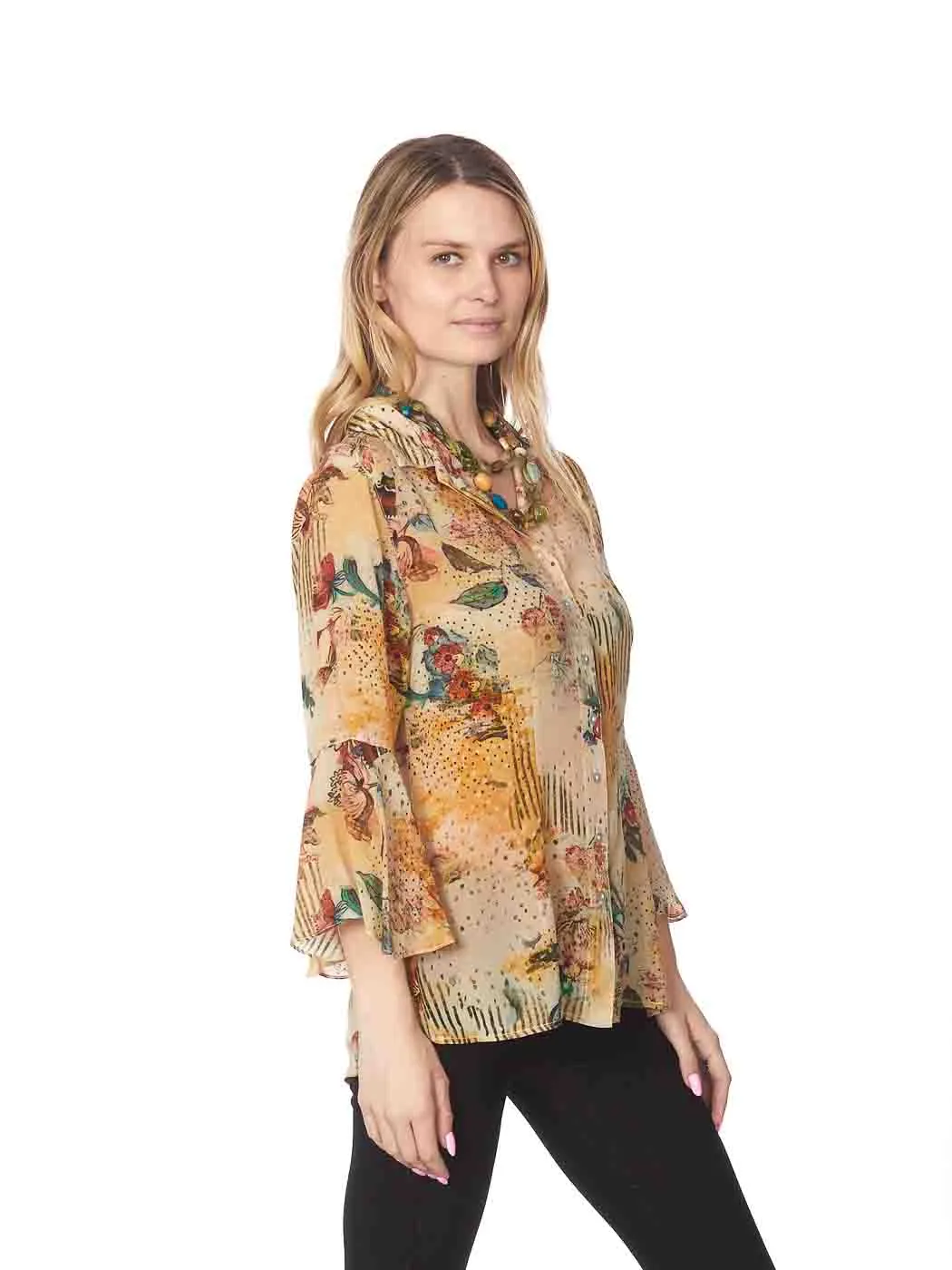 Tianello "Phelan" Print Washable Silk Print "Devesa" Blouse