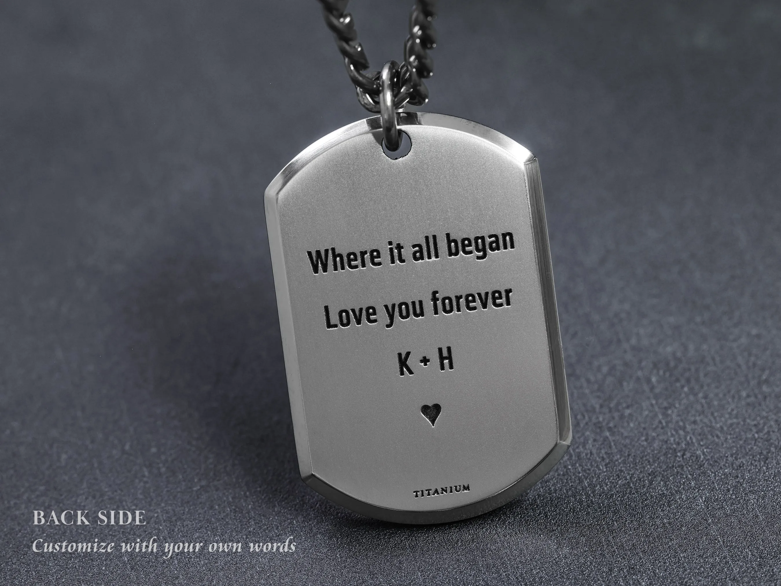 TITANIUM Roman Numeral Dog Tag Necklace - Small