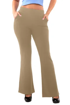 Tummy Control Butt Sculpting Flare Pants With Pockets - Portobello