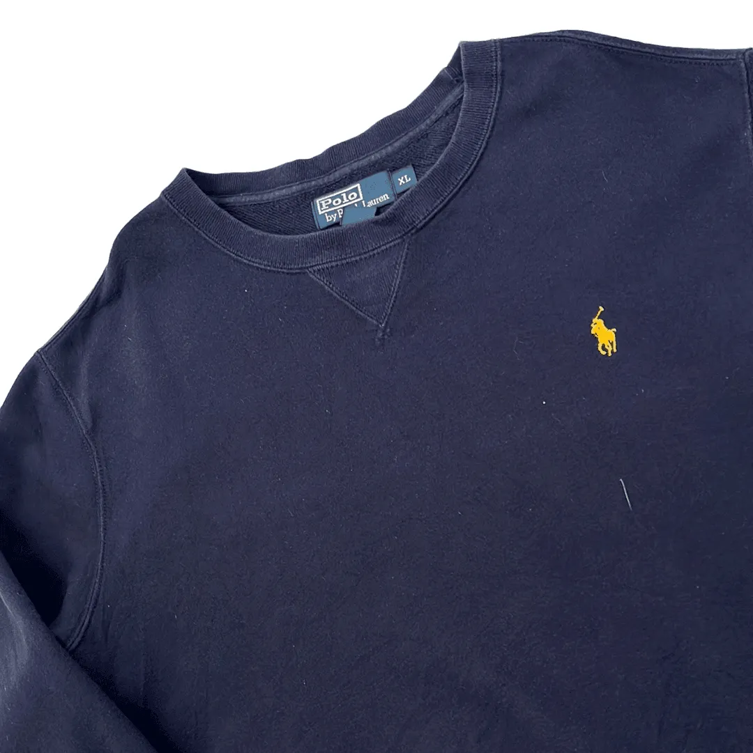 Vintage 90s Navy Blue Polo Ralph Lauren Sweatshirt - Extra Large