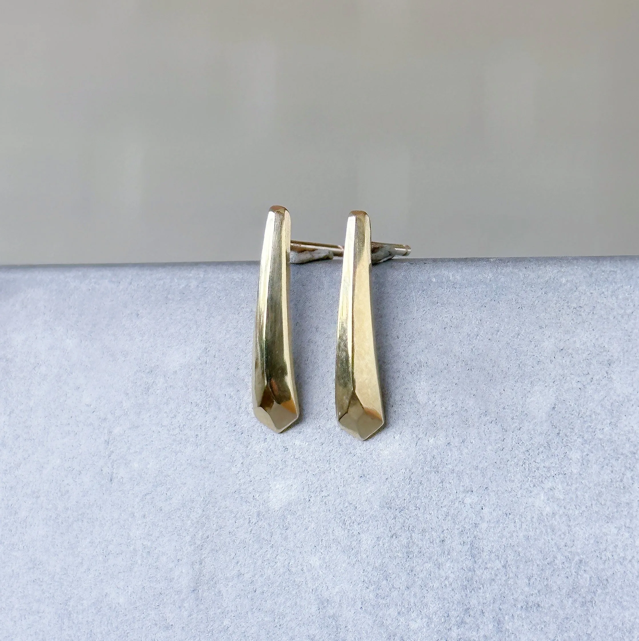 Yellow Gold Tapered Fragment Stud Earrings