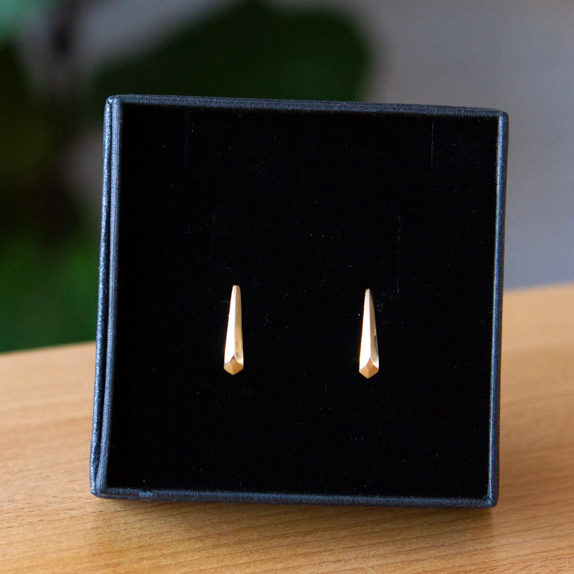 Yellow Gold Tapered Fragment Stud Earrings