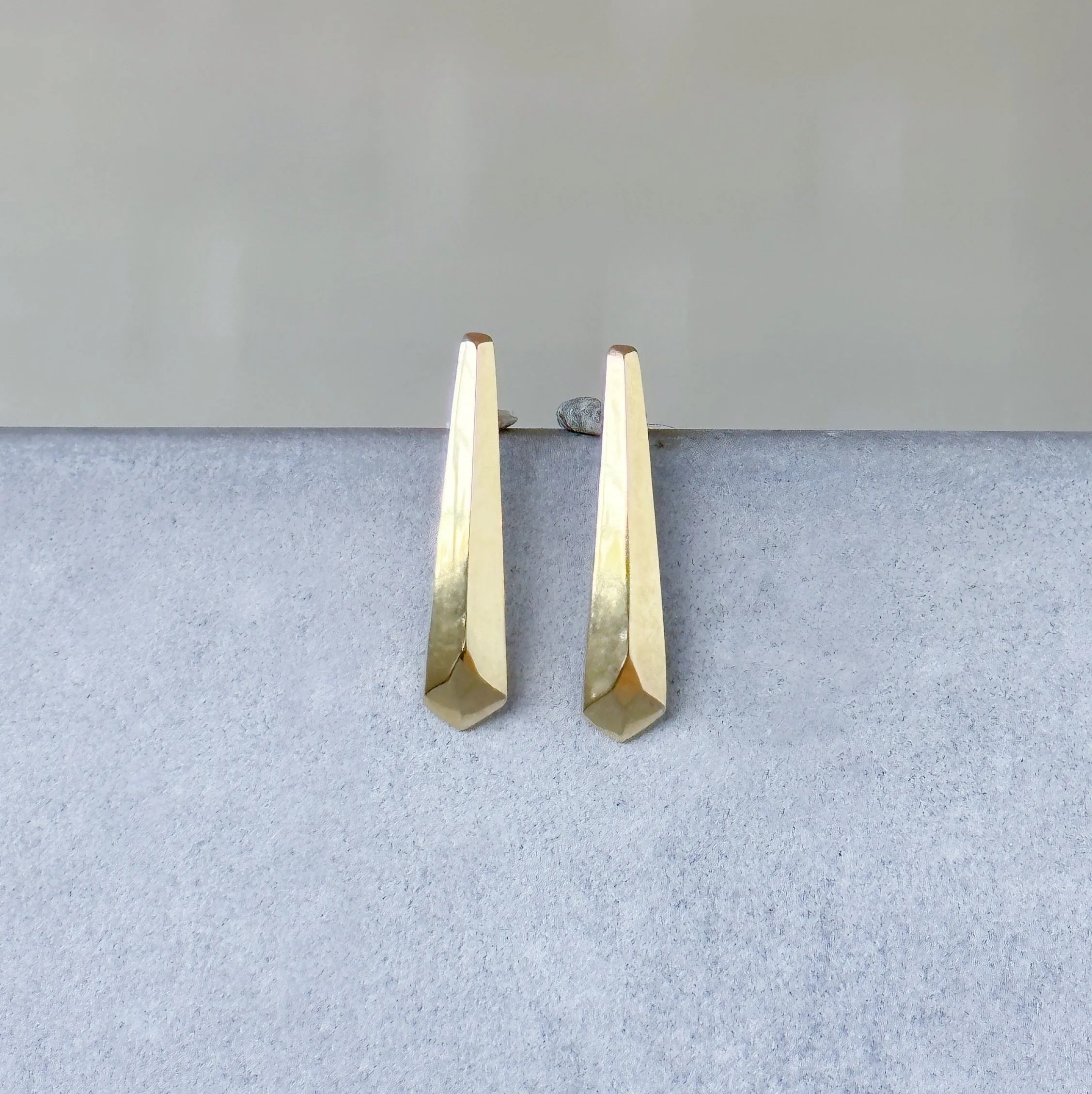 Yellow Gold Tapered Fragment Stud Earrings